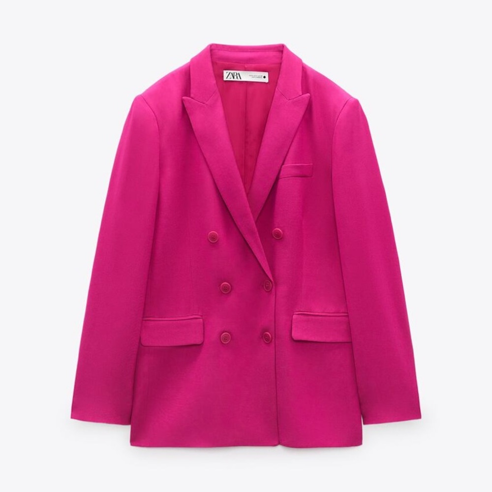 Zara Ss22 Fuchsia Flowy Buttoned Blazer